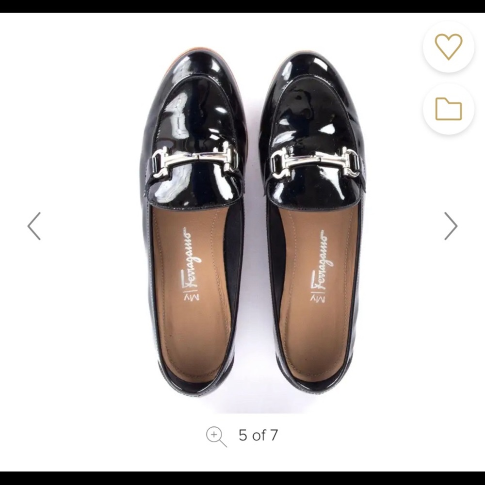 Salvatore Ferragamo black patent leather loafers. Good condition, lightly worn.
